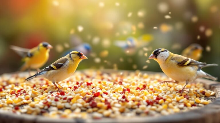 birds eating millet seeds