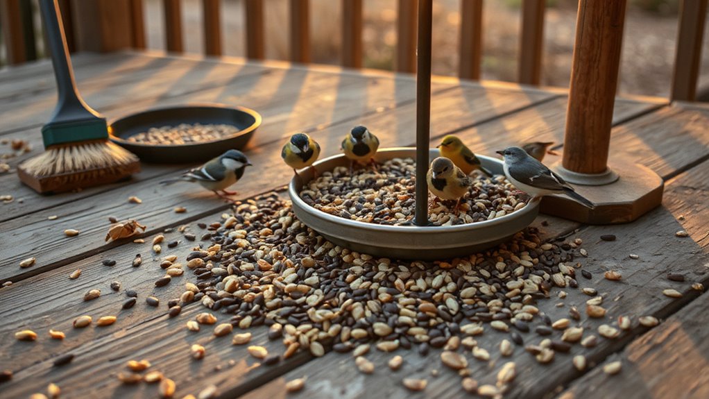tidy bird feeding area